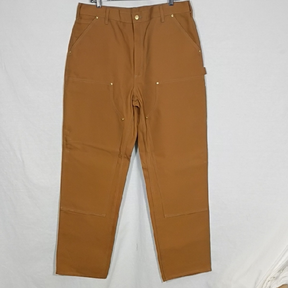 NWT Carhartt Tan Loose Fit Firm Duck Double Front Utility Work Pant Men 38 X 34